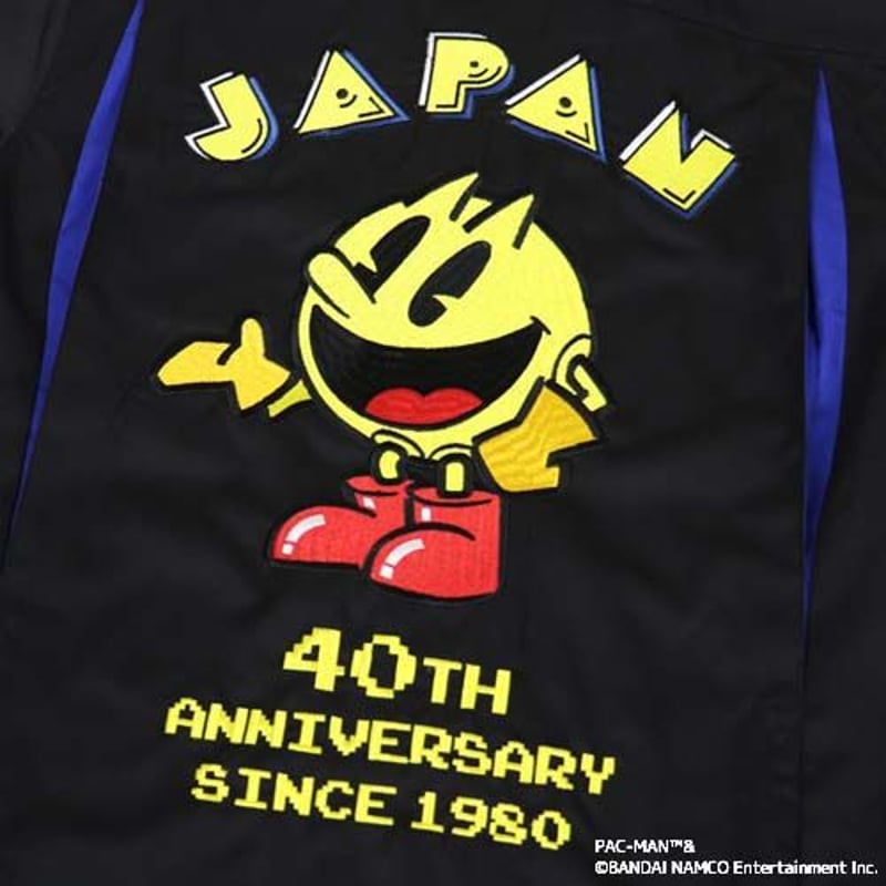 希少 パックマン 40th刺繡 ボーリングシャツ バンダイナムコ ワークシャツ PCM-09 40thパックマンT/R刺繍シャツ | SUBROLL STORE