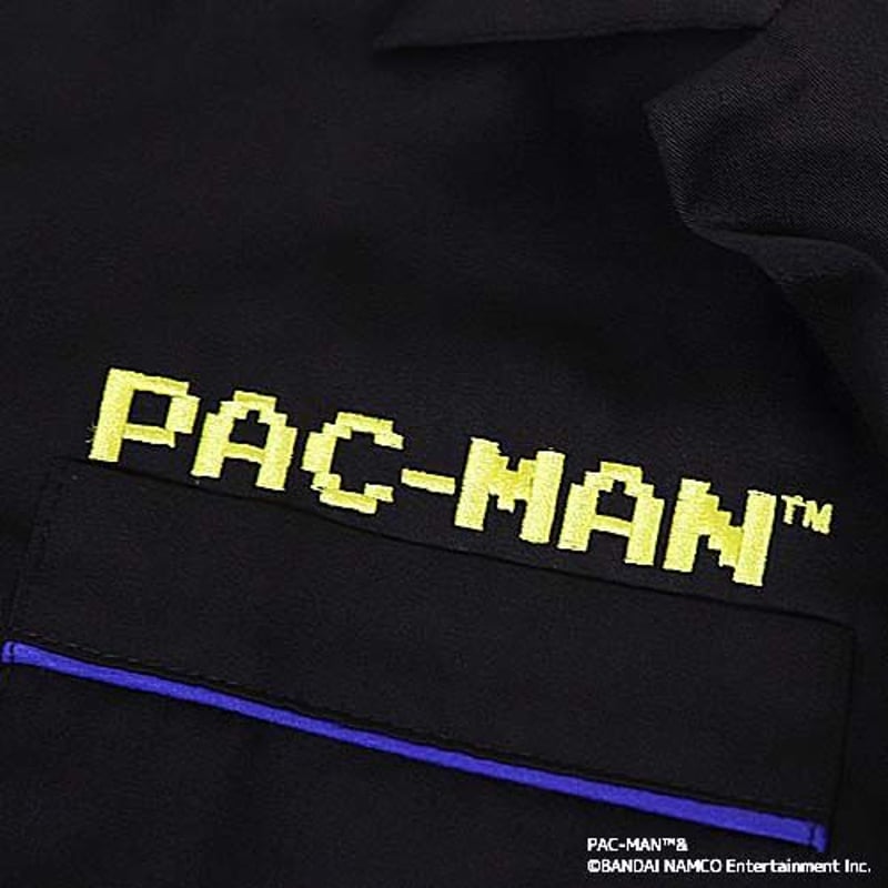 希少 パックマン 40th刺繡 ボーリングシャツ バンダイナムコ ワークシャツ PCM-09 40thパックマンT/R刺繍シャツ | SUBROLL STORE