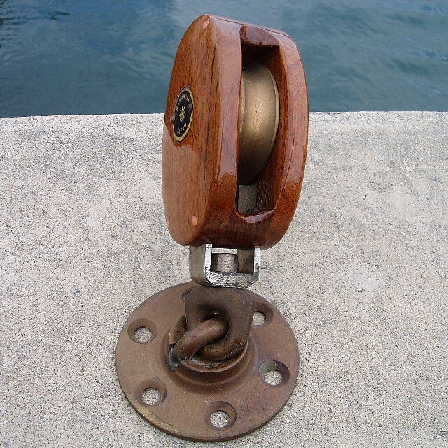 アンティーク 木製のブロック シングル/チーク シーブ径55mm WSC5504