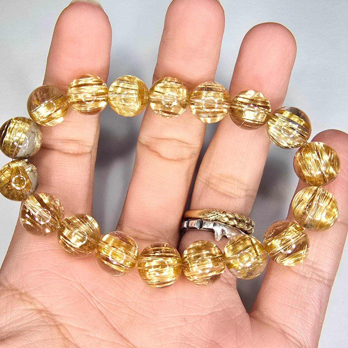 一点物 ＡＡＡ 最高品質 タイチンルチルクォーツ 6.5-7mm 透明度高 金運 一点物 AAA 最高品質 タイチンルチルクォーツ 6.5-7mm 透明度高 金