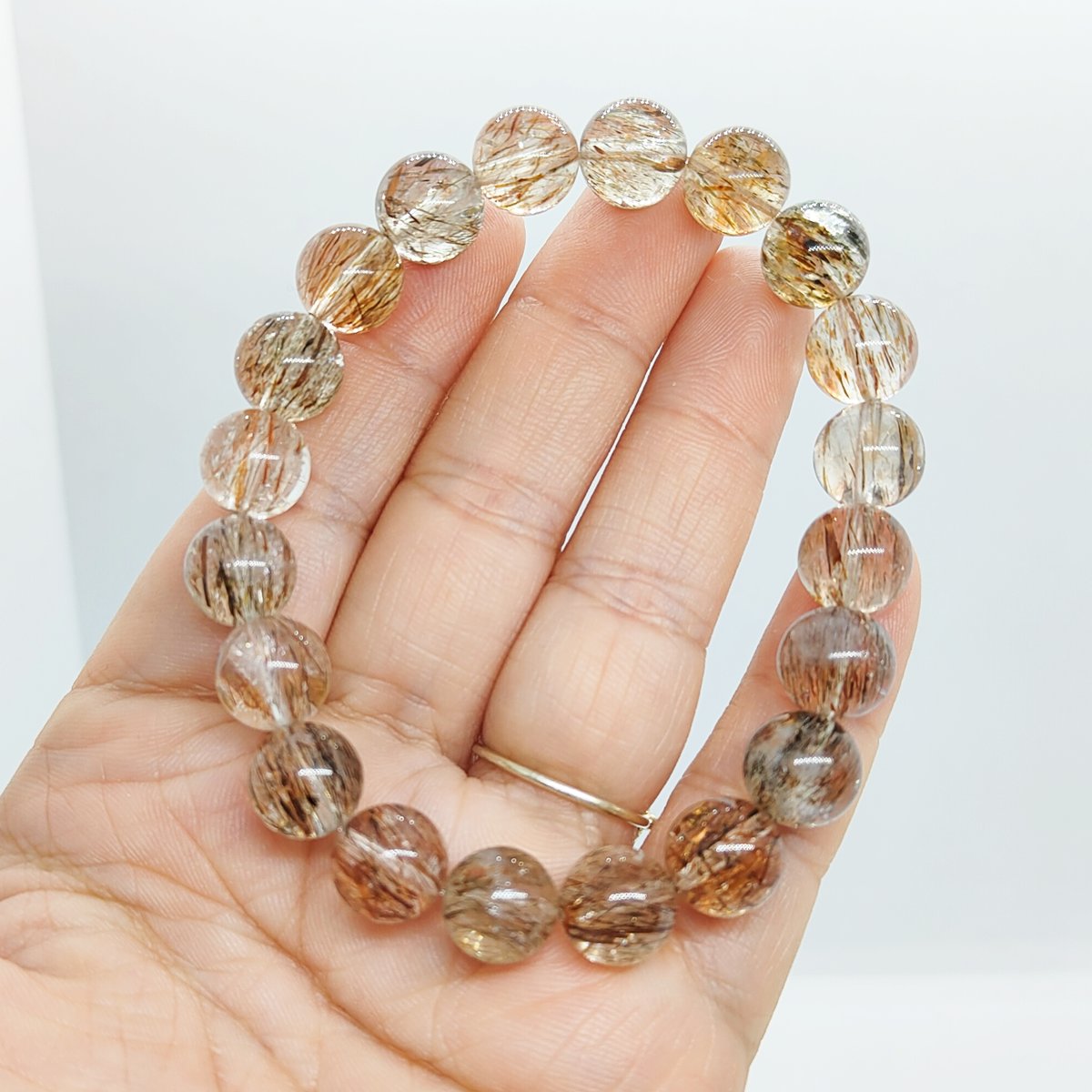 ゴージャスなフェリエーテッドマイカインクォーツ フォリエーテッドマイカインクォーツ ブレスレット 11.5㎜ 17