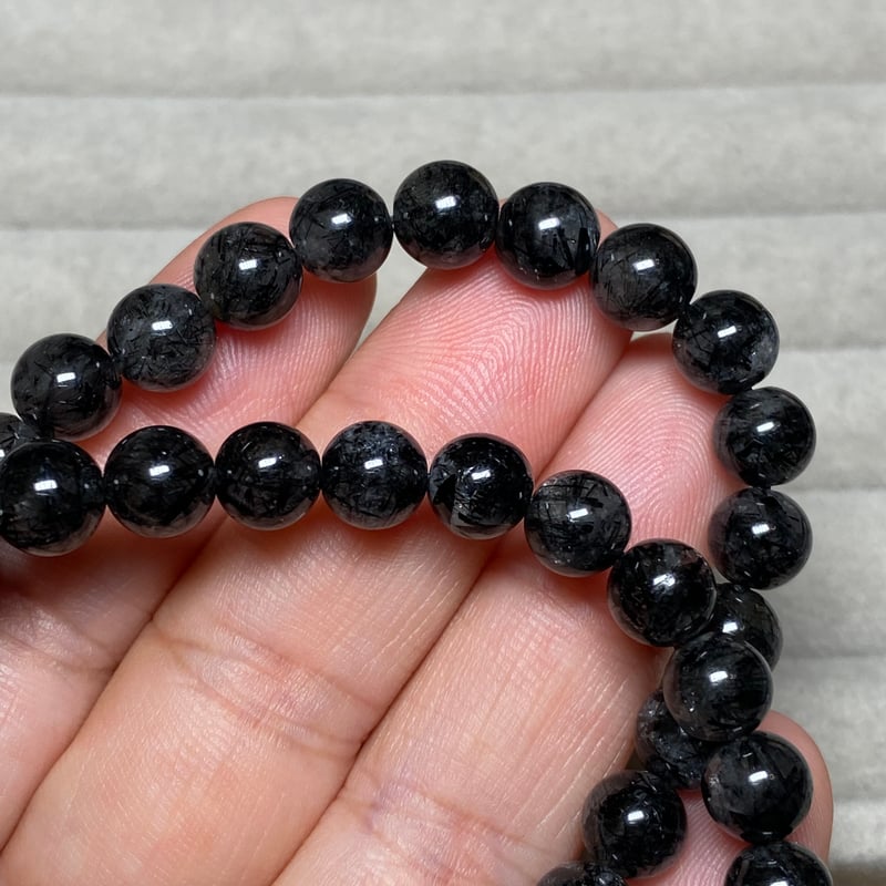 ブラックトルマリンインクォーツ7mm前後/魔除け、健康、真実を見抜く