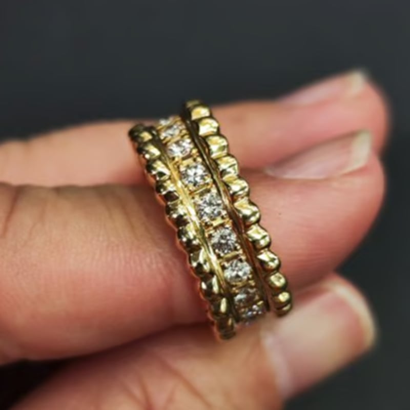 K18YG ダイヤモンドステーションリング 11号 🐥🐉K18YG×ダイヤモンドデザインリング 11号 | -縁 enishi-