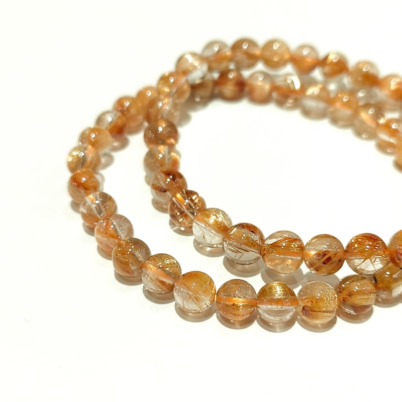 高品質 太陽放射タイチンルチルクォーツ ブレスレット 5.7㎜ 金運
