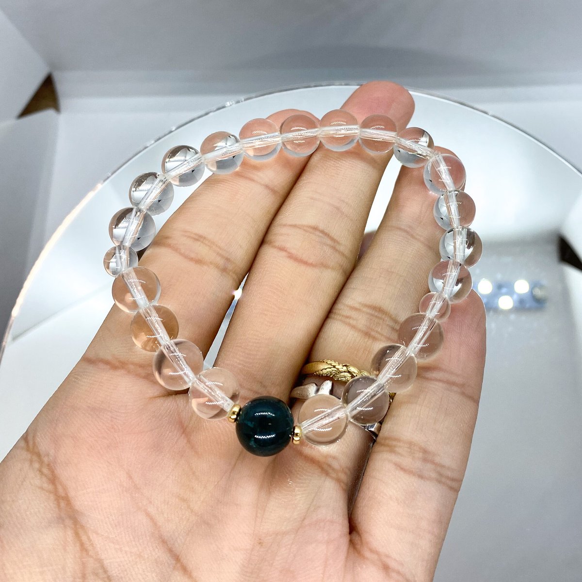 糸魚川翡翠と乙女鉱山水晶12mmブレスレット 物凄い