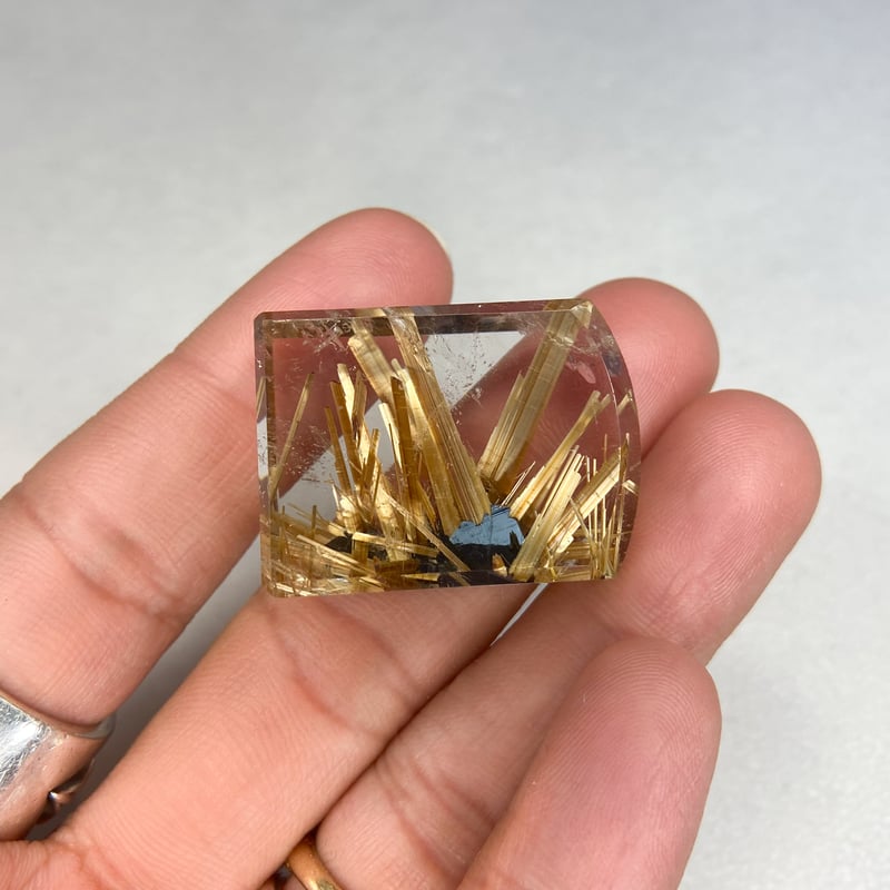 高品質　太陽放射タイチンルチル　ルース　高透明　大きめ　金運　仕事運 📹🐥🐉【最高品質】太陽放射タイチンルチルクォーツ/恋愛運、金
