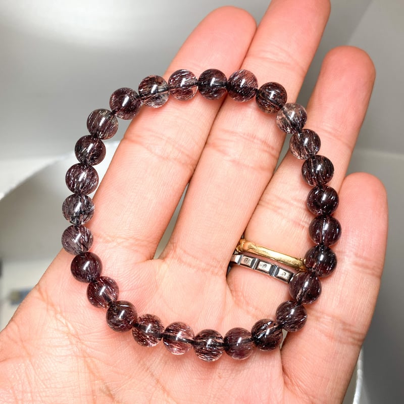 🐥🐉📹【希少高品質】ブラックスーパーセブンブレスレット約7mm/魔除け  