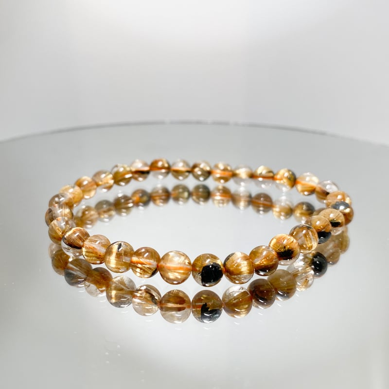 極上太陽放射ルチルクオーツブレスレット オーナー秘蔵] 太陽放射ルチルクォーツ ブレスレット 18mm#U0044