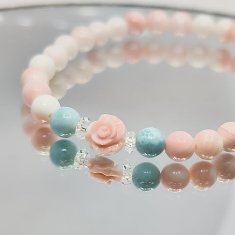 194 限定1 クイーンコンクシェルの蝶々　薔薇　ラリマー 194 限定1 クイーンコンクシェルの蝶々 薔薇 ラリマー