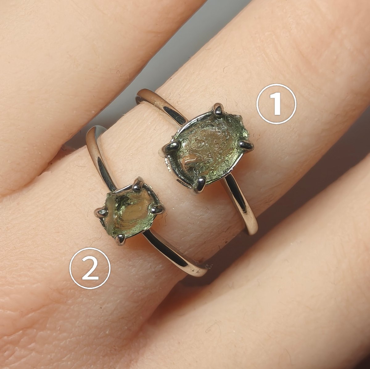 希少】天然モルダバイト原石フリーサイズリング(SILVER925)/霊性