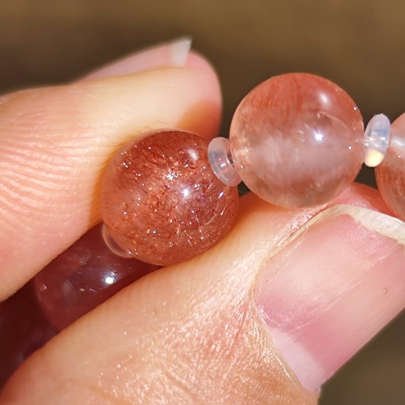 🐥🐉【希少/高品質】幻のカザフスタン産ストロベリークォーツ8mm/自己