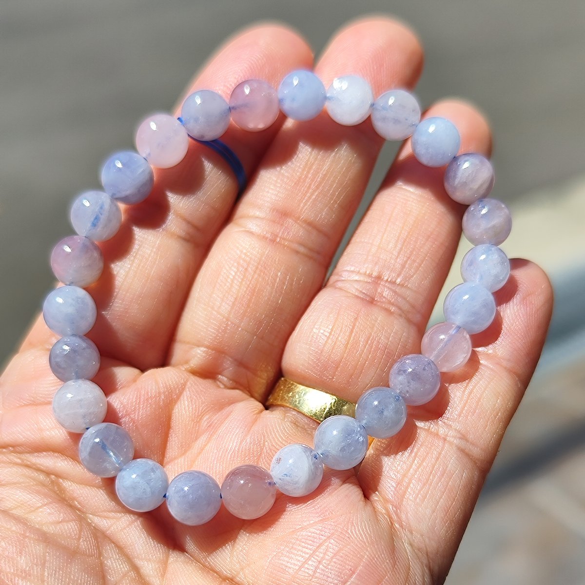 ブルーローズクォーツ☆ ブルーローズクォーツ約7mm/新たな出会い、恋愛成就、自己愛