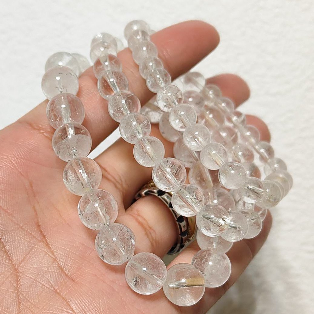 希少✨大玉　四川省産水晶ブレス 🐥🐉【希少】高千穂水晶、宮崎県産日之影水晶ブレスレット約10mm/浄化
