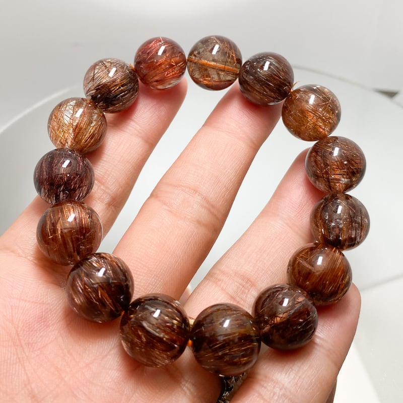 高品質 ガーデンルチルクォーツ ブレスレット 約14mm