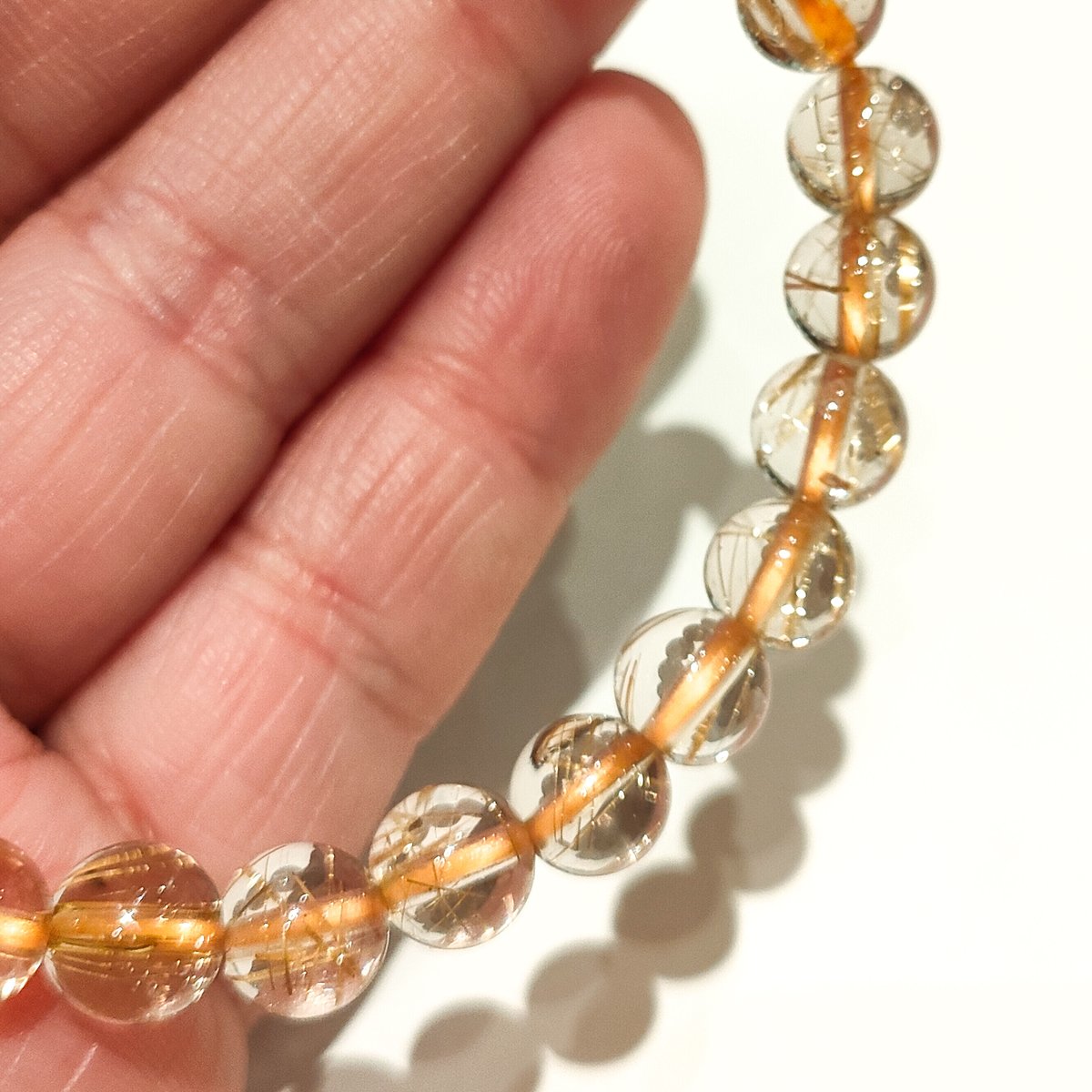 ✨【幸運】✨【情熱価格】【透明度◎】ゴールドタイチンルチルブレスレット　8mm プレミアム タイチンイエローゴールドルチルクォーツ(キャッツ