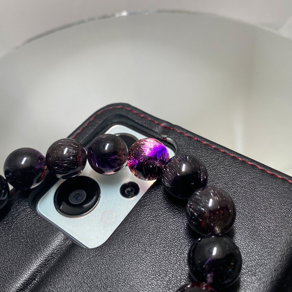 希少高品質】ブラックスーパーセブンブレスレット約6mm/魔除け、成功