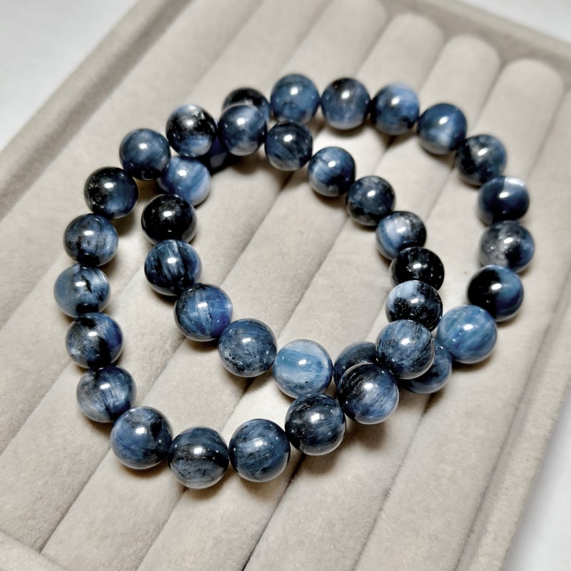 ブルー×ブラックキャッツアイカイヤナイト10mm台/脱依存、霊性