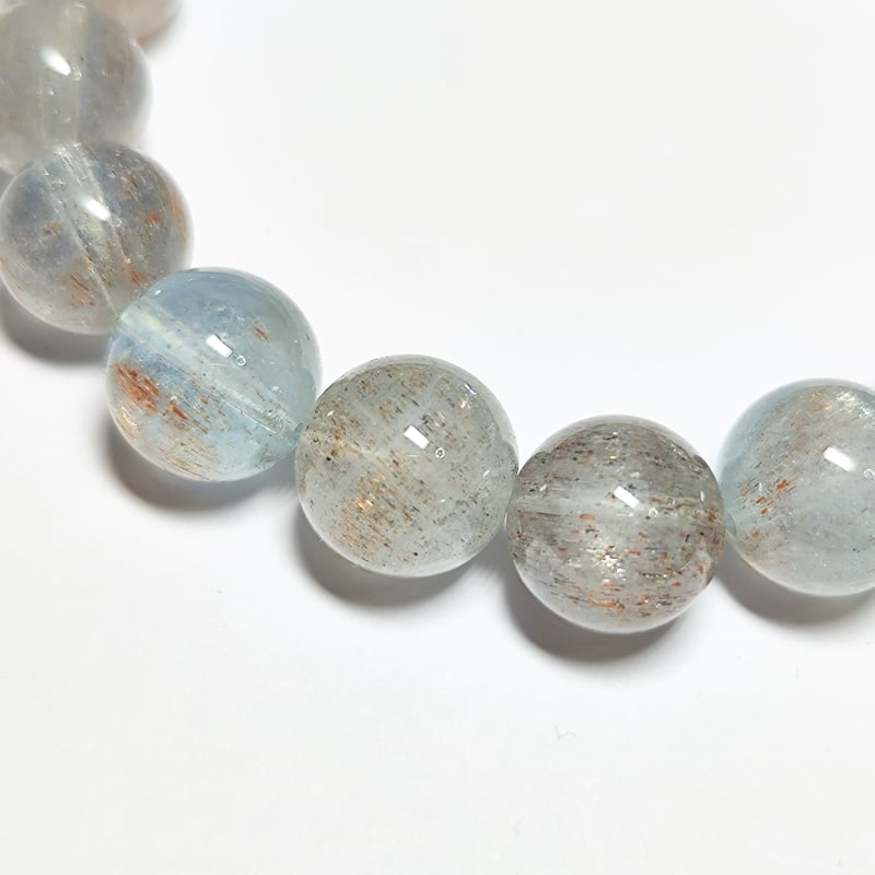 月末までセール　アクアマリンサンストーン　ブレスレット 3日連休セール アクアマリンサンストーン&アイリスクォーツ