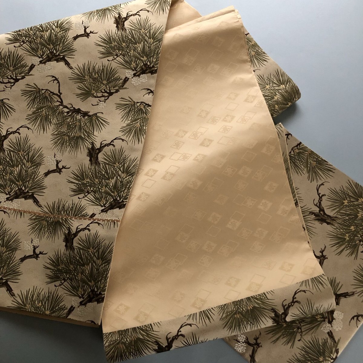 k-3821 組み織 素敵なデザイン 正絹 六通 洒落袋帯大島紬 - 着物・浴衣