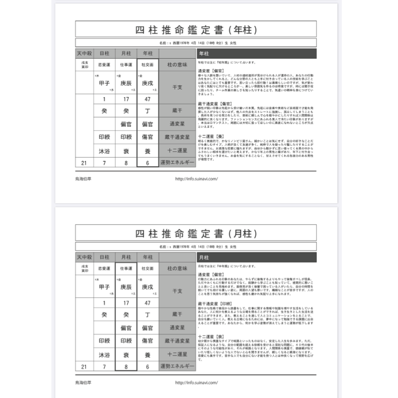 四柱推命鑑定書欲張りセット】私はどんな星を持って生まれてきたの？人生のテーマは？運勢のバイオ...