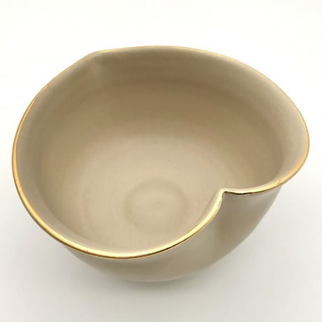 314 猪目茶碗　亜麻色(グレージュ)　11.0×6.7cm　小ぶり