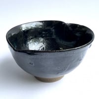 609   猪目茶碗　油滴天目　土モノ　11.9×6.5cm