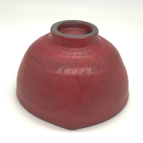 364 猪目茶碗　梅重(うめがさね) 黒土　12.0×7.4cm