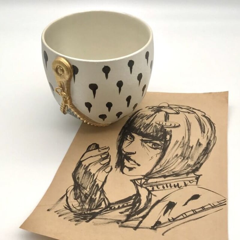ブチャラティ抹茶茶碗 ジッパー 11.0×9.0cm | 小野穣 アトリエONO