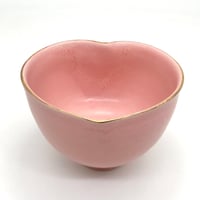 730 猪目茶碗　撫子+金リボン　12.8×8.9cm