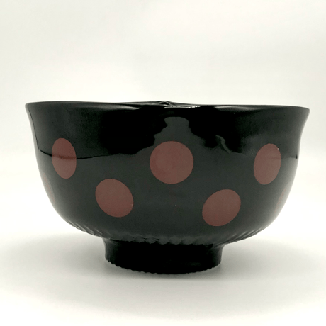 161 猪目茶碗　ポルカドット(天道虫)　12.5×6.9cm