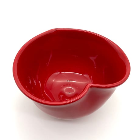 B139 猪目茶碗　緋(あけ)  　13.6×8.9cm
