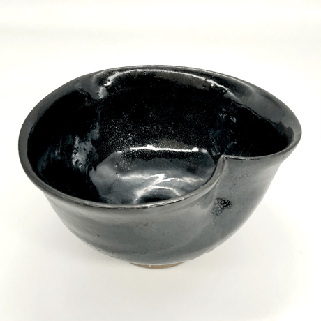 106  猪目茶碗　油滴天目　土モノ　12.5×7.5cm
