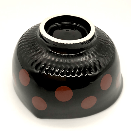161 猪目茶碗　ポルカドット(天道虫)　12.5×6.9cm