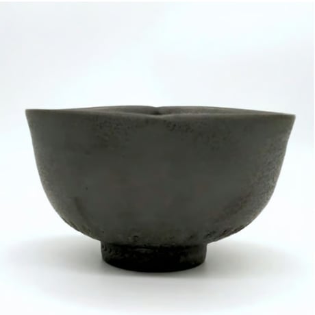 037 猪目茶碗　黒助　12.0×7.0cm