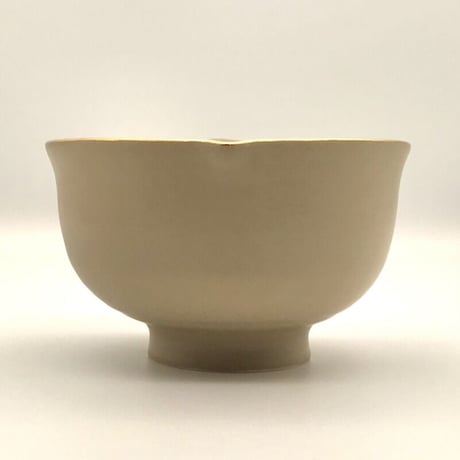 314 猪目茶碗　亜麻色(グレージュ)　11.0×6.7cm　小ぶり