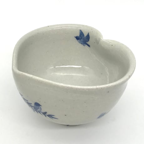346 染付花鳥文猪目茶碗　12.3×7.8cm