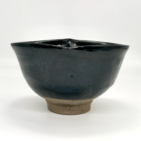 106  猪目茶碗　油滴天目　土モノ　12.5×7.5cm