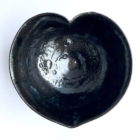 609   猪目茶碗　油滴天目　土モノ　11.9×6.5cm