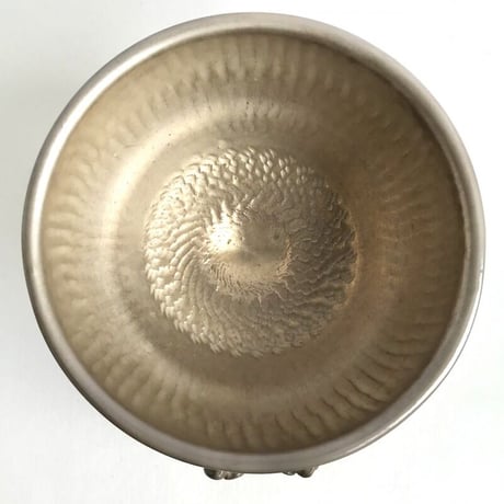 016 銀彩茶碗　結(ゆい)　12.0×7.3cm