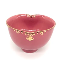 484 猪目茶碗　長春花 (オールドローズ)　13.0×8.5cm