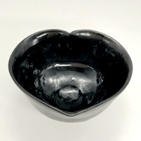 106  猪目茶碗　油滴天目　土モノ　12.5×7.5cm
