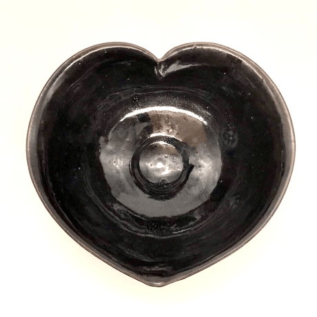 106  猪目茶碗　油滴天目　土モノ　12.5×7.5cm