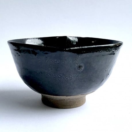 609   猪目茶碗　油滴天目　土モノ　11.9×6.5cm
