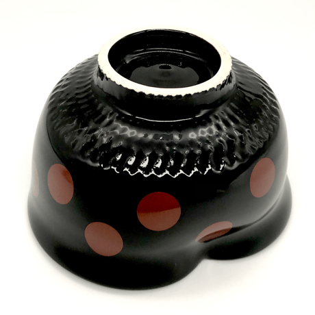 161 猪目茶碗　ポルカドット(天道虫)　12.5×6.9cm