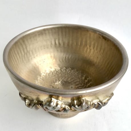 016 銀彩茶碗　結(ゆい)　12.0×7.3cm