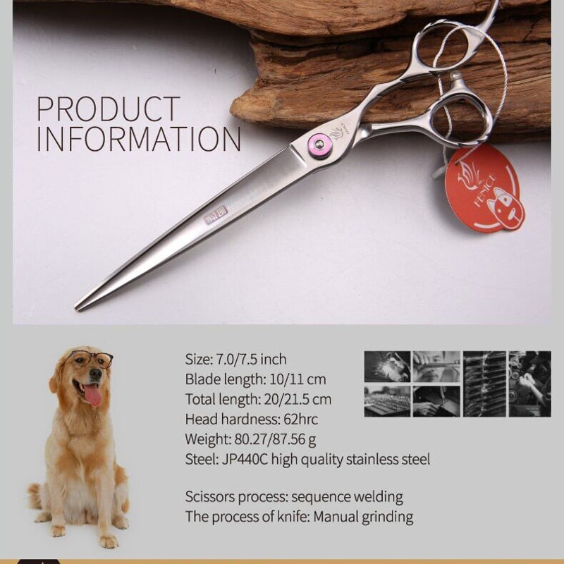 シンプル ピンクピボット ペットグルーミング ストレートシザー