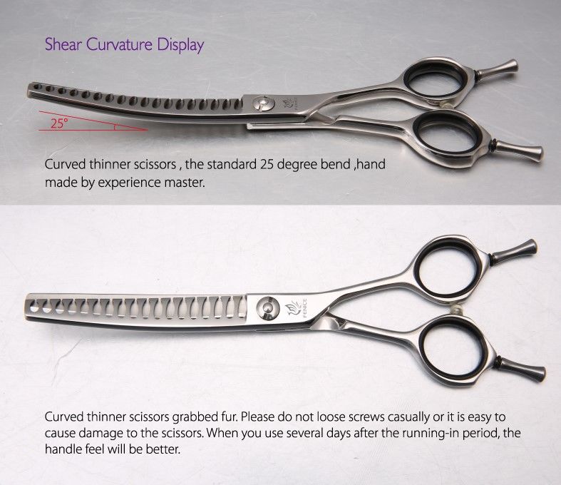 ペット はさみ シザー シルバー湾曲 Silver 6.5 inch Fenice