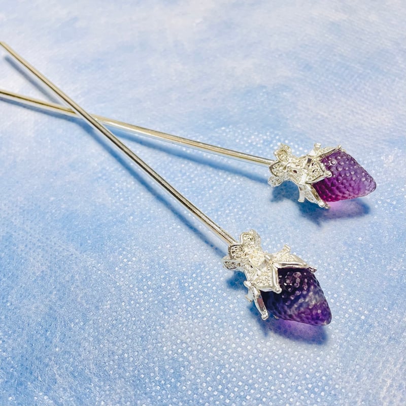 フローライト イチゴ ストロベリー フローライトのストロベリー・スティック（天然石/蛍石/ヘア