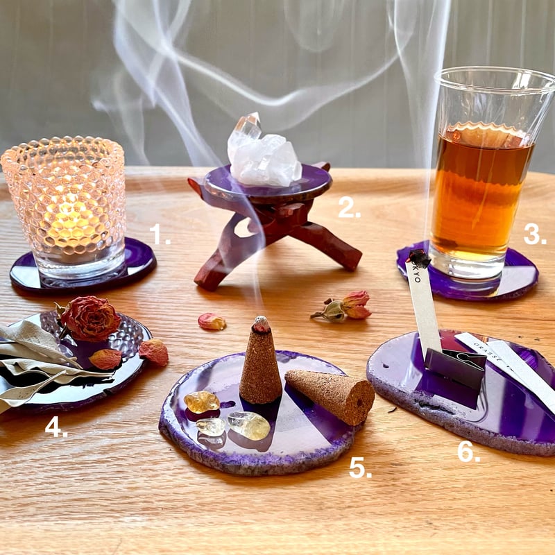 アゲート・パープルコースター（選べる天然石メノウのコースター