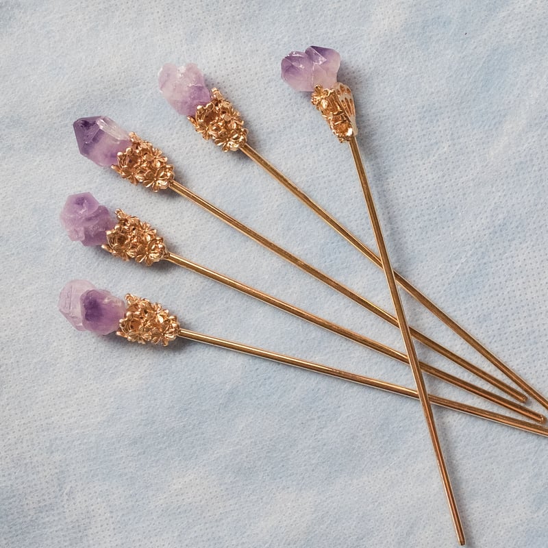 シリウスアメジスト・スティック（天然石/ヘアアクセサリー/ヘア